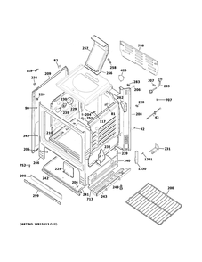 Body Parts Diagram and Parts List for JGBS60DEK6BB  General Electric Range