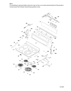 CONTROL PANEL & COOKTOP Diagram and Parts List for PCB915EK1ES  General Electric Range