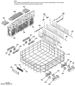 LOWER RACK ASSEMBLY Diagram and Parts List for ZDT800SIF0II  General Electric Dishwasher