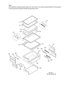FF SHELVES Diagram and Parts List for ZISB360DKB  General Electric Refrigerator