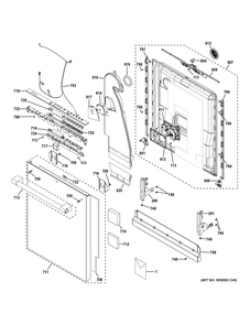 Escutcheon And Door Assembly Diagram and Parts List for ZDT985SPNBSS  General Electric Dishwasher