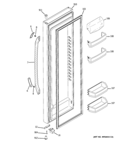 Fresh Food Door Diagram and Parts List for GSS23WGTMWW  General Electric Refrigerator