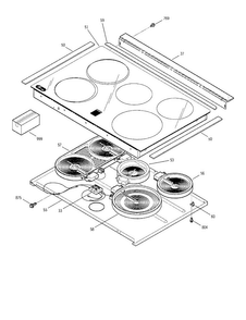Cooktop/burners Diagram and Parts List for JS966SD1SS  General Electric Range