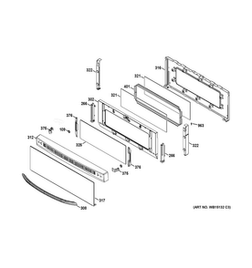 Upper Door Diagram and Parts List for JGB870DET3BB  General Electric Range