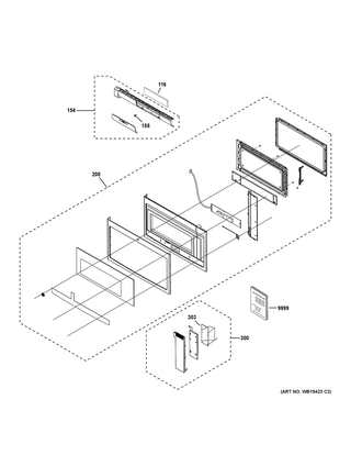 Control Panel & Door Parts Diagram and Parts List for PVM9005FM2DS  General Electric Microwave Oven Combo