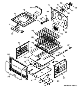 Lower Oven Diagram and Parts List for PGS950EEF1ES  General Electric Range