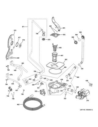 Part Location Diagram of WH41X26962 GE EXTERNAL DRAIN HOSE CLAMP