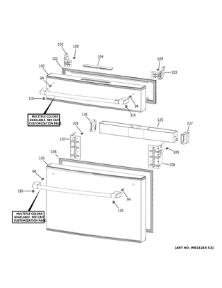 Part Location Diagram of WR78X41548 GE CAFE FREEZER DRAWER FRONT MATT
