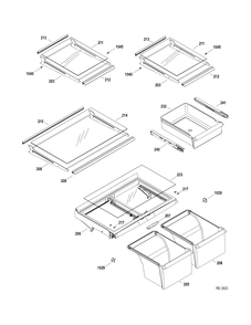 FF SHELVES Diagram and Parts List for GTR22HBTCRWW  General Electric Refrigerator