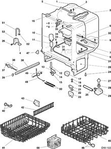 CABINET Diagram and Parts List for MRC3210ST149  General Electric Dishwasher