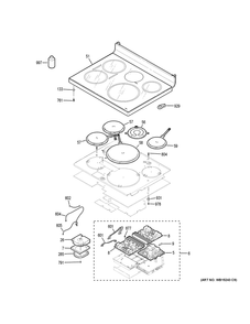Cooktop Diagram and Parts List for PCHB920SJ5SS  General Electric Range