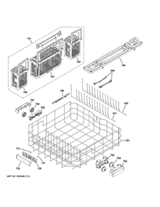 LOWER RACK ASSEMBLY Diagram and Parts List for ZDT915SSJ2SS  General Electric Dishwasher