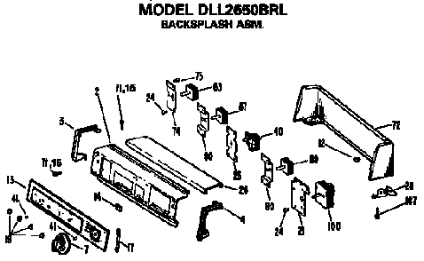 Backsplash Dll2650brl Only Diagram and Parts List for DLL1550BRL  Hotpoint Dryer