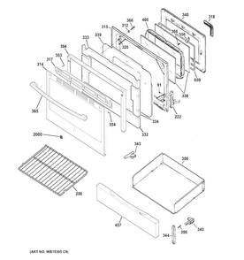 Door & Drawer Parts Diagram and Parts List for JB255RJ1SS  General Electric Range