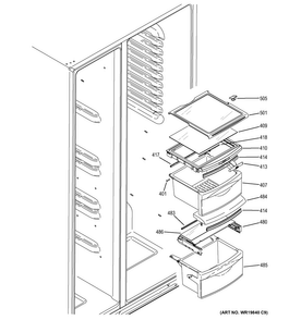 Fresh Food Shelves Diagram and Parts List for HSS25ASHBCSS  Hotpoint Refrigerator