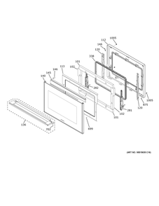 Lower Door Diagram and Parts List for ZTD90DSSN3SS  General Electric Wall Oven