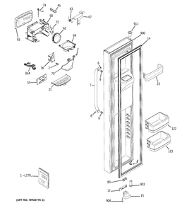 FREEZER DOOR Diagram and Parts List for GSHL6KGZDCLS  General Electric Refrigerator