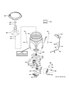 Tub And Motor Diagram and Parts List for NTW4011SW0WW  General Electric Washer