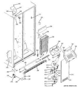 Freezer Section Diagram and Parts List for GSE22ETHDCC  General Electric Refrigerator