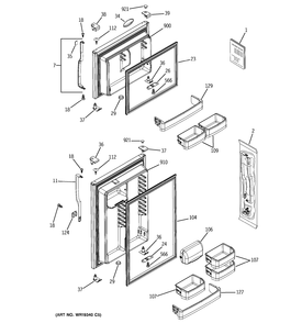 DOORS Diagram and Parts List for 38185KBRARBB  General Electric Refrigerator