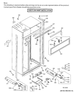 CABINET- FLUSH INSET Diagram and Parts List for ZISB480DHB  General Electric Refrigerator