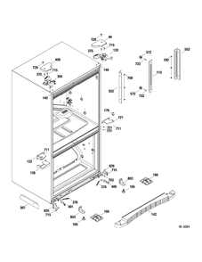 Hinge Parts Diagram and Parts List for JCB830SF2SS  General Electric Refrigerator