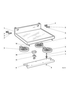 COOKTOP Diagram and Parts List for 10671-2  General Electric Range