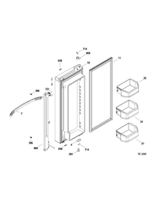 FF DOOR LEFT Diagram and Parts List for GFRS2KBXASS  General Electric Refrigerator