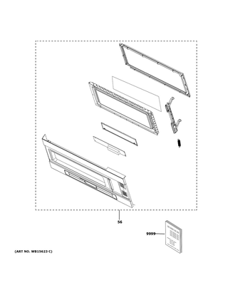 Door Parts Diagram and Parts List for HVM7167RN1TS  General Electric Microwave Oven Combo