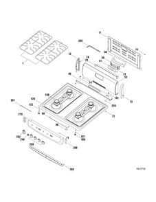 CONTROLS & COOKTOP Diagram and Parts List for JGAS730EL1WW  General Electric Range