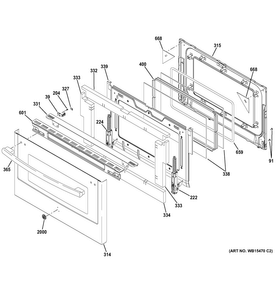 Lower Door Diagram and Parts List for PGB960SEJ2SS  General Electric Range