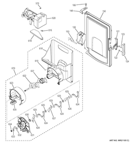 Ice Maker & Dispenser Diagram and Parts List for CFE28USHBSS  General Electric Refrigerator