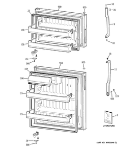 DOORS Diagram and Parts List for STS16ABSDRWW  General Electric Refrigerator