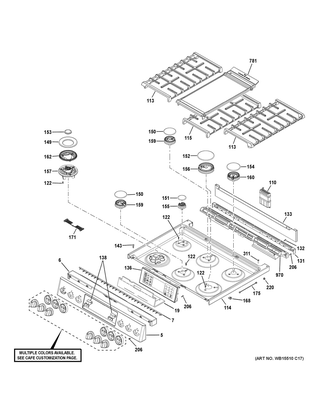 Part Location Diagram of WB62X28232 GE RANGE TOP