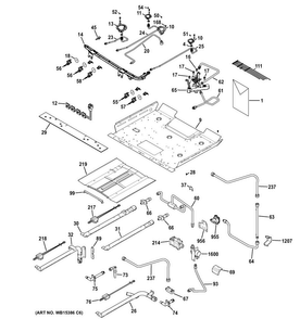 Gas & Burner Parts Diagram and Parts List for PGB950DEF1WW  General Electric Range