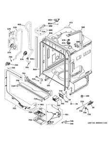 Body Parts Diagram and Parts List for GDT645SGN2BB  General Electric Dishwasher