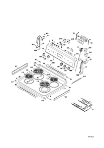 CONTROL PANEL & COOKTOP Diagram and Parts List for MCBS585DR3WW  General Electric Range
