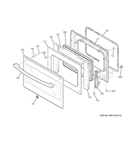 Door Diagram and Parts List for JD630SF2SS  General Electric Range