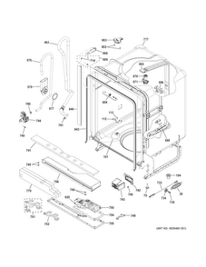Body Parts Diagram and Parts List for GDT625PSJ0SS  General Electric Dishwasher