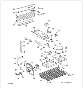 Unit Parts Diagram and Parts List for GUAP240EM2WW  General Electric Refrigerator
