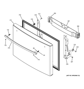 Freezer Door Diagram and Parts List for GYE22KMHEES  General Electric Refrigerator