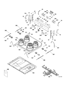 CONTROLS & COOKTOP Diagram and Parts List for RCBS526J2WW  General Electric Range