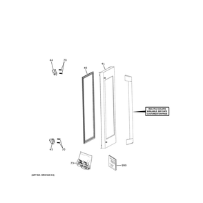 Door Diagram and Parts List for CCP06BP4PEW2  General Electric Wine and Beverage Cooler