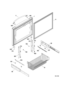 Fz Door Diagram and Parts List for PGS25SKEAFSS  General Electric Refrigerator