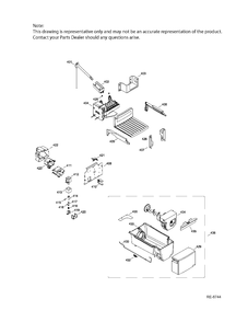 ICE MAKER & DISPENSER Diagram and Parts List for GSRC3QGXHFBB  General Electric Refrigerator
