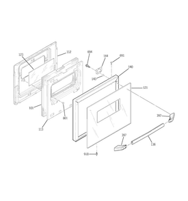 Lower Door Diagram and Parts List for JGRS14BEW3BB  General Electric Wall Oven
