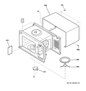 Oven Cavity Parts Diagram and Parts List for JES2051DN3BB  General Electric Microwave