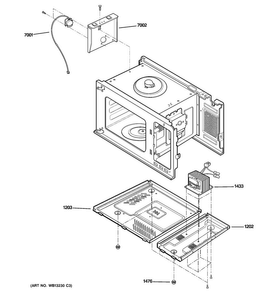 Interior Parts Diagram and Parts List for JES2051DN3BB  General Electric Microwave