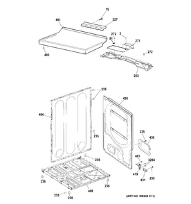 Cabinet & Top Panel Diagram and Parts List for GIDP400JD4WW  General Electric Dryer