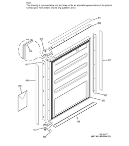 DOOR Diagram and Parts List for ZIBI240HAII  General Electric Refrigerator